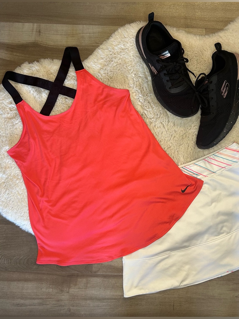 Nike Coral Dri-Fit Tank Top with Black Crossback Straps